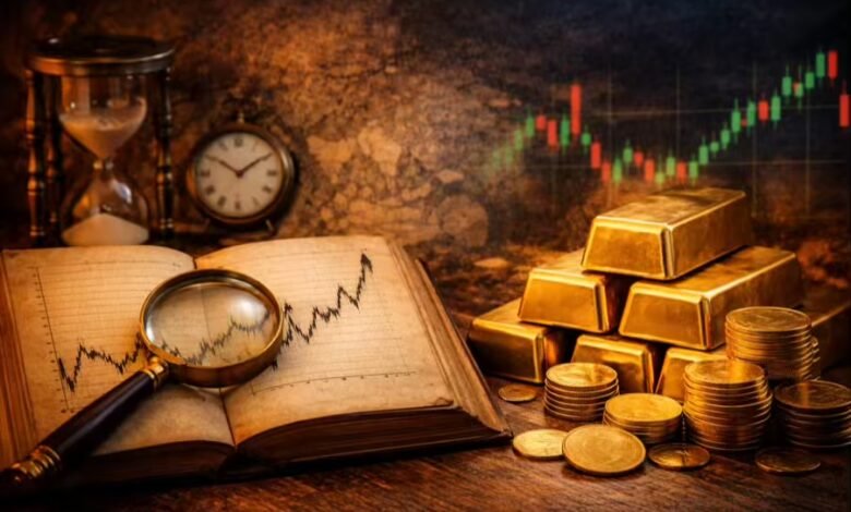 صورة تعبر عن تاريخ أسعار الذهب وتحليل حركته عبر التاريخ