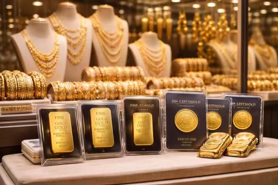 سعر الذهب اليوم في مصر ومشغولات ذهبية مع سبائك وجنيهات ذهب في محل صاغة