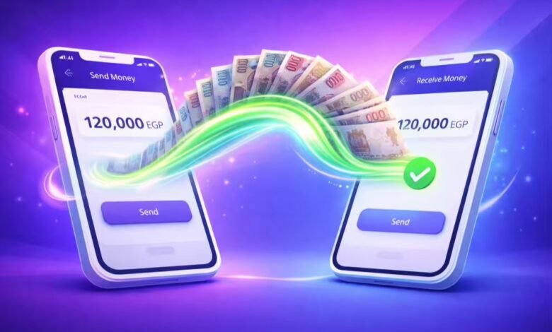 تحويل الأموال عبر إنستاباي بين هاتفين مع عرض الحد الأقصى للتحويل في مصر