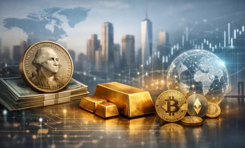 تحول النظام المالي العالمي مع الدولار والذهب والعملات الرقمية في مشهد اقتصادي حديث